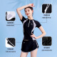 Huili swimsuit women's 2025 new conservative slightly fat girl belly-covering swimming pool special split large size swimsuit 14082H green [swimming cap two-piece set] 2XL [suggested 115-125Jin [Jin equals 0.5 kg]]