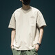 
Cotton high-end heavy short-sleeved T-shirt men's loose large-size half-sleeved T-shirt in summer new American fashion brand printed top HST1518 white short-sleeved M size