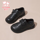 Fuluo Mi Girls Genuine Leather Shoes Spring and Autumn British Style Performance Fashion Shoes Children's Black Breathable Shoes Black 29