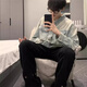 Yiran-branded jacket men's spring and summer new American high street old washing lapel trendy brand handsome loose and versatile denim jacket men light blue L [Suggested 105-125 Jin [Jin equals 0.5 kg]]
