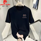 Pierre Cardin reines Baumwoll-Kurzärärt-T-Shirt für Männer und Frauen im Stil Lose einfache und vielseitige Modemarke Paare halbärmelige Top-Herrenkleidung V1416 Black S empfohlen 80-95 Jin [Jin gleich 0,5 kg]