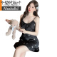 Modal mit Brustpolster integriert schwarze Nachthemd für Frauen im Sommer Ice Seiden sexy reine Schlinge Pyjamas Sommer dünne Heimkleidung 6227-1 Schwarz M 160