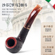 Sharphan (Savinelli) importierte handgefertigte massive Holzpfeife Heather Wood P104 Römischbrauner Kauenfilterrohrmänner [677 Eimer Typ Dick Wall Bend Eimer große Größe]