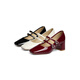 Rote Drachenfly High Heel Red Mary Jane Schuhe 2025 Neue dicke Ferse Frauenschuhe Hochzeitsschuhe französische Temperament kleine Lederschuhe WTB15281 Black 36