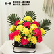 Zi Jiafu Qingming Festival flower tombstone, artificial flowers in front of the tomb, simulated chrysanthemum bouquet, large flower basket, tomb sweeping supplies, z yellow + sunset red set (base is carton)
