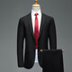 Dibinze large size suit suit men's solid color wedding dress interview business fat man high-end suit black XL