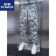 Romon Trendy Men's Dark Flower Pantaleros 2025 Spring and Summer Fino Floral Pequeño Pantalones Harén Pantalones de moda Nuevo producto White M Recomendado 95-110Jin [Jin equivale a 0.5 kg]