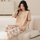 Modal 100% pure cotton pajamas for women in summer 2025 new cotton short-sleeved cropped pants for women home clothing set summer YY-N63648 L 105-125Jin [Jin equals 0.5 kg] Order before four o'clock, shipped on the same day