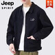JEEP SPIRIT外套男款春秋季2025新款衬衫翻领秋装男士工装夹克初秋褂子上衣服 【升级版】K12806黑色 3XL 【建议155-168斤】
