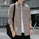 Camisa de carpintería (Tucano) Camisa Hombres 2025 Camisa informal a cuadros a cuadros y otoño Camisa de manga larga Top retro de verano suelto de verano versátil K12108 blanco 90-110Jin [Jin iguala 0.5 kg] m