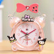 Qutong children's small alarm clock girl mini watch student special wake-up artifact 2026 new smart learning cute silent clock pink-pink bow sticker
