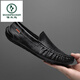 
Woodpecker men's shoes new breathable bean shoes men's genuine leather hollow casual leather shoes lazy shoes one foot kick hole shoes driving shoes black breathable (9901) 38 standard leather shoes size