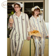 Gukoo Couple Pajamas 25 Spring Little Penguin Pure Cotton Striped Women's Home Clothes A Little Penguin Couple Pajamas L Women