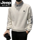 JEEP SPIRIT假两件卫衣男秋冬款针织衫痞帅拼接翻领男装2025新款长袖加绒上衣 1391白色 款 常规 XL 建议150斤内