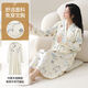 Reines Nachthemd mit Brustpolster neuer Frühlings- und Herbst Sommer langärmelige Kleidung für schwangere Frauen nach der Geburt und nach der Geburt Still- und Schwangerschafts-Pyjamas MNQ13062#RR One Size XXL-Code [140-160]