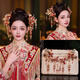 Youshu Xiuhe tiara 2024 new style simple bridal atmosphere wedding Chinese dragon and phoenix gown hair accessories golden red tassels high-end happy events tiara set + ear clip