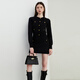 DPLAY2025 new autumn French black knitted suit, feminine and fashionable, with sweater skirt, classic black-two-piece set L