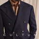 CULTUM Gentleman's Armor Highly Twisted Fabric Linen Blended Blazer Double-breasted Suit Suit Men's Suit Jacket Navy Blue Single Suit 180B /52B