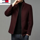 Tommy Hee Kelly Authentic Men's Stand-up Collar Woolen Short Business Casual Otoño e Invierno Red Wool Chaqueta Blue oscuro 170