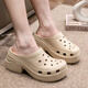 
She enjoys her enjoys hole shoes women's beach shoes sandals thick sole high heels outside slippers TQ698 white 35/36