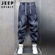 JEEP SPIRIT吉普牛仔裤男春夏季美式复古哈伦裤子男士束脚长裤 复古蓝 XL