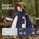 ASK JUNIOR three-proof boys' jacket autumn children's hooded outdoor mountaineering jacket soft shell jacket Navy blue 160