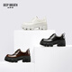 Souffle profonde souffle profonde chaussures de femmes vache vache épaisse semelle basse bracelet gentleman single chaussures femme ax13066 marron 34