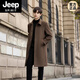 JEEP SPIRIT男士羊毛呢子大衣2025年冬季加绒双面毛呢中长款外套男 X908黑色 L 【111-120斤】