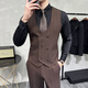 Jason men's double-breasted striped suit suit groom wedding dress business casual work interview suit three-piece suit dark brown (suit + pants) M (95-110Jin Jin equals 0.5 kg)