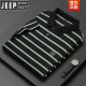 吉普（JEEP）高档夏季条纹T恤衫棉刺绣中年P0LO衫爸爸装现货保罗上衣男士新品 7371-深灰 M 48