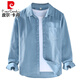 Pierre Cardin Camiseta de pana de otoño Camiseta Holga larga para hombres Capacidad japonesa de algodón japonés Retro Camisa de algodón Gray [9717] M