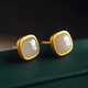 Jianlu Hotan White Jade Silver Earrings Women's Temperament High-end Earrings Simple Mother's Birthday New Year's Gift for Mom