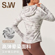 S&W Sports Jacket Women's Autumn Warm Printed Hooded Sports Fitness Yoga Wear Cycling Clothing Top Women Dark Black S