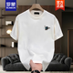 罗蒙（ROMON）重磅趣味三十鹅立短袖t恤男士青少年夏季纯棉潮流宽松圆领半袖潮 白色【前大图 K1030 三十鹅立】 M 建议100-120斤