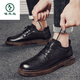 Woodpecker casual leather shoes British business formal wear men's shoes 2025 spring and autumn new trendy versatile retro socks genuine leather casual shoes black (9921) 39