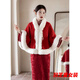 Gu Xicen red cheongsam shawl autumn and winter toast clothing wedding bride wedding plus velvet thickened warm cloak coat cloak red background white fur/collar plate button shawl cloak plus velvet one size