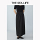 THE SEA LIFE半裙女欧海一生 冰丝半身裙2025春开衩松紧腰黑色长裙XC15265 黑法师 XL