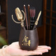 Fat Donglai's same style tea table accessories, tea set accessories, purple sand tea ceremony six gentlemen set storage tea clip, pot pen tea D purple sand tea ceremony six gentlemen - willing - + tea towel + tea