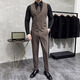 Jason's High Quality Casual Suit Suit Men's British Wedding Groom's Dress Business Formal Two Button Suit Three Piece Suit Brown (Suit + Shirt + Pants) L (Suitable for 111-125 Jin Jin equals 0.5 kg)