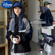 Veste Disney Boys '2025 Spring and Automn Children's Color Blocking Denim Veste de glissière pour enfants de taille moyenne Bleu 120 cm