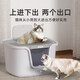 CURLY TAIL cat litter box fully enclosed extra-large top-in-one flip-up anti-odor and splash-proof litter cat toilet DHO-PMAX yellow
