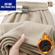 ROMON wheat ear pattern casual pants men's autumn and winter plus velvet thickened corduroy loose straight pants anti-wrinkle wide-leg new sports pants khaki spring and autumn suitable for -100-130Jin Jin equals 0.5 kg M