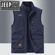 Jeep Spirit Jeep Spirit Herren Stand Collar Multi-Bag-Weste Workwear mit mittleren Altersdosen-Herren-Weste Horse Clip Jacke Frühling und Herbst Khaki 677 XL