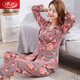 Langsha's new pure cotton pajamas women's long-sleeved spring and autumn casual and comfortable suit summer cardigan large size middle-aged home clothing 844 M 155-160cm 80-100Jin [Jin equals 0.5 kg]