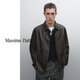 Massimo Dutti Discount Saison 2025 Veste en cuir rétro en cuir rétro de style de style argent masculin 0337576 Dark Brown M Size Small