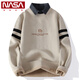 
NASA XVVX Fake Two-Piece Sweater Men's Autumn and Winter Shirt Collar Knit Sweater Men's Striped Color Blocking Bottom Shirt Warm Autumn Clothing M9855 MW XL About 125-140Jin [Jin equals 0.5 kg] Can be worn