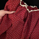 猫人少女甜美复古碎花公主风棉纱睡衣女春秋季新款长袖家居服纯棉 1203/红色碎花裙 M