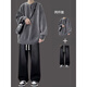 
VZVG design sense sweater trendy spring and winter two-piece set for men's outfit a set of handsome student teenagers casual suit a[2-piece] 5009 sweater light gray + 7013 cow 3XL