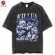 
Jueslang animation full-time hunter hunter x hunter retro old summer cotton washing short-sleeved T-shirt for men and women washing black B1301 XL