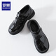 Romon boys' leather shoes black soft sole British style student performance shoes children's performance big children's suit shoes black 33